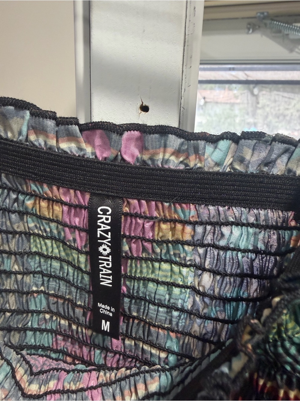 Crazy Train Smocked Multi-Color Ruffled Top - Picture 2 of 2